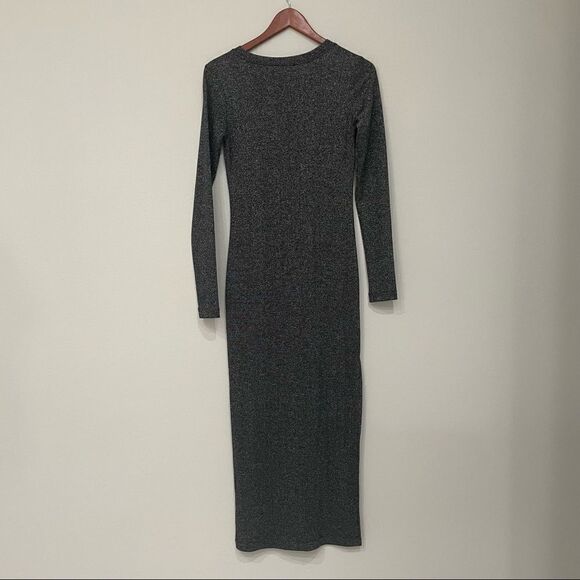 Zara Trafaluc Gray Casual Dress Long Sleeve Bodycon Scoop Neck Size Medium - Picture 3 of 8